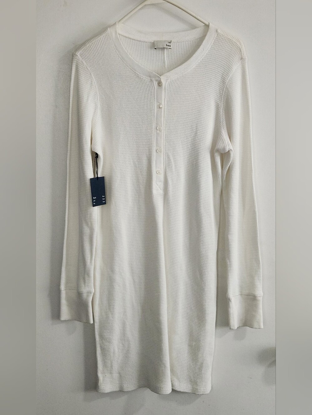 Aritzia Wilfred Free Ava Dress White Waffle Knit Cotton Size Large new with tags